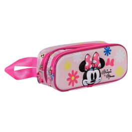 Estuche Portatodo 3D Doble Floral Disney Minnie Mouse Rosa