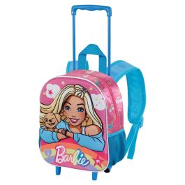 Mochila 3D con Ruedas Pequeña Rainbow Barbie Rosa