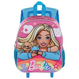 Mochila 3D con Ruedas Pequeña Rainbow Barbie Rosa