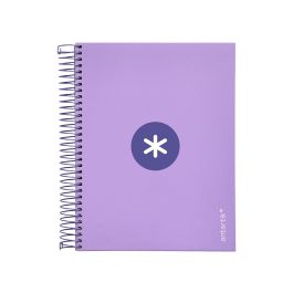 Cuaderno Espiral A5 Micro Antartik Tapa Forrada120H 90 gr Cuadro 5 mm 5 Banda 6 Taladros Color Lavanda