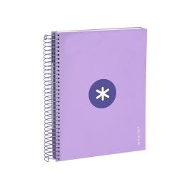 Cuaderno Espiral A5 Micro Antartik Tapa Forrada120H 90 gr Cuadro 5 mm 5 Banda 6 Taladros Color Lavanda