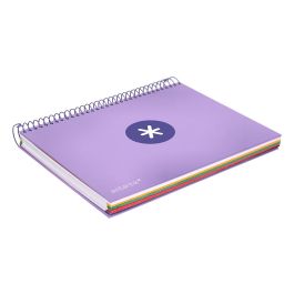 Cuaderno Espiral A5 Micro Antartik Tapa Forrada120H 90 gr Cuadro 5 mm 5 Banda 6 Taladros Color Lavanda