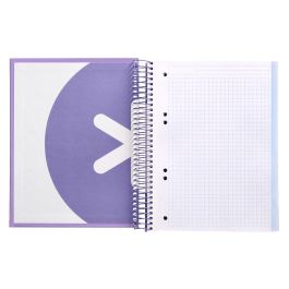 Cuaderno Espiral A5 Micro Antartik Tapa Forrada120H 90 gr Cuadro 5 mm 5 Banda 6 Taladros Color Lavanda