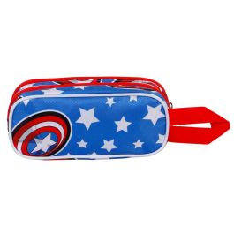 Estuche Portatodo 3D Doble Let's go Marvel Capitán América Azul