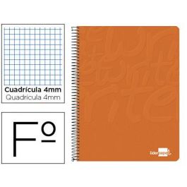 Cuaderno Espiral Liderpapel Folio Write Tapa Blanda 80H 60 gr Cuadro 4 mm Con Margen Color Naranja 10 unidades