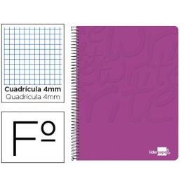 Cuaderno Espiral Liderpapel Folio Write Tapa Blanda 80H 60 gr Cuadro 4 mm Con Margen Color Rosa 10 unidades