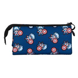 Estuche Portatodo Triple Brave Marvel Capitán América Azul