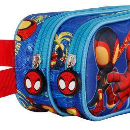 Estuche Portatodo 3D Doble Spinners Marvel Spiderman Azul