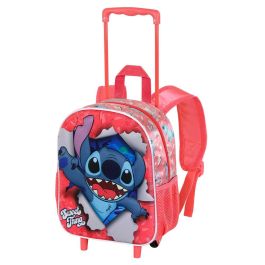 Mochila 3D con Ruedas Pequeña Thing Disney Lilo y Stitch Rosa