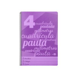 Cuaderno Espiral Liderpapel Folio Pautaguia Tapa Plastico 80H 75 gr Cuadro Pautado 4 mm Con Margen Color Violeta