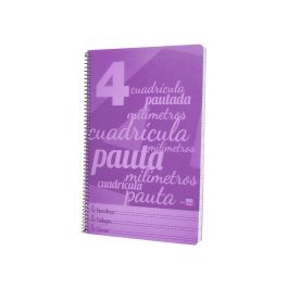 Cuaderno Espiral Liderpapel Folio Pautaguia Tapa Plastico 80H 75 gr Cuadro Pautado 4 mm Con Margen Color Violeta