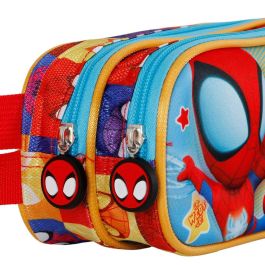 Estuche Portatodo 3D Doble Three Marvel Spiderman Azul