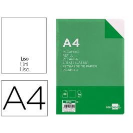 Recambio Liderpapel A4 100 Hojas 60 gr-M2 Liso Sin Margen 4 Taladros