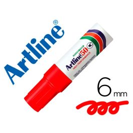 Rotulador Artline Marcador Permanente Ek-50 Rojo -Punta Biselada 6 mm -Papel Metal Y Cristal 12 unidades