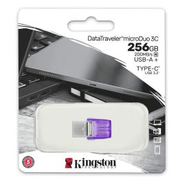 Kingston Technology DataTraveler microDuo 3C unidad flash USB 256 GB USB Type-A / USB Type-C 3.2 Gen 1 (3.1 Gen 1) Acero inoxidable, Púrpura