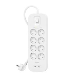 Belkin Regleta De Proteccion Contra Sobretensiones Con 8 Tomas + 2 Usb-C Botón De Apagado Y Encendido Blanco