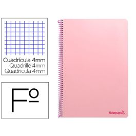 Cuaderno Espiral Liderpapel Folio Smart Tapa Blanda 80H 60 gr Cuadro 4 mm Con Margen Color Rosa 10 unidades