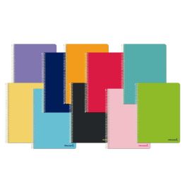 Cuaderno Espiral Liderpapel Cuarto Apaisado Smart Tapa Blanda 80H 60 gr Cuadro 4 mm Conmargen Colores Surtidos 10 unidades