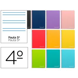 Cuaderno Espiral Liderpapel Cuarto Witty Tapa Dura 80H 75 gr Rayado Montessori 5 mm Colores Surtidos 10 unidades