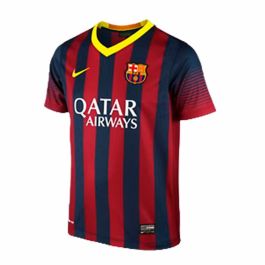 Camiseta de Fútbol de Manga Corta para Niños Qatar Nike FC. Barcelona 2014 Rojo