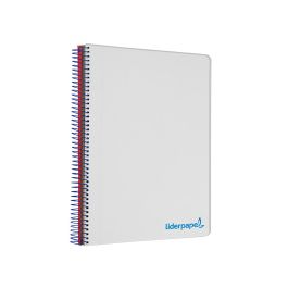 Cuaderno Espiral Liderpapel A4 Micro Wonder Tapa Plastico 120H 90 gr Cuadro 5 mm 5 Bandas 4 Taladros Color Gris