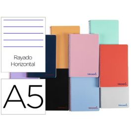 Cuaderno Espiral Liderpapel A5 Wonder Tapa Plastico 80H 90 gr Rayado Horizontal Con Margen Colores Surtidos 5 unidades