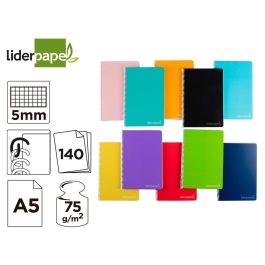 Cuaderno Espiral Liderpapel A5 Micro Witty Tapa Dura 140H 75 gr Cuadro 5 mm 5 Bandas 6 Taladros Colores Surtidos