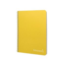 Cuaderno Espiral Liderpapel Cuarto Witty Tapa Dura 80H 75 gr Cuadro 4 mm Con Margen Color Amarillo 5 unidades