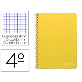 Cuaderno Espiral Liderpapel Cuarto Witty Tapa Dura 80H 75 gr Cuadro 4 mm Con Margen Color Amarillo 5 unidades