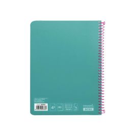 Cuaderno Espiral Liderpapel Cuarto Witty Tapa Dura 80H 75 gr Cuadro 4 mm Con Margen Color Turquesa 5 unidades