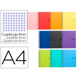 Cuaderno Espiral Liderpapel A4 Crafty Tapa Forrada 80H 90 gr Cuadro 4 mm Con Margen Colores Surtidos 5 unidades