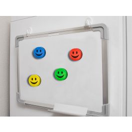 Borrador Liderpapel Pizarra Blanca Redondo 5 cm Diametro Magnetico Cara Smiley Colores Surtidos