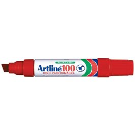 Rotulador Artline Marcador Permanente 100 Rojo Punta Biselada 6 unidades