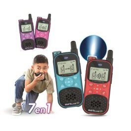 Walkie talkie kiditalkie explorer rosa con linterna y pantalla con luz ¡incluye 4 juegos!