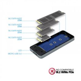 Caja Externa para Disco SSD M.2 SATA TooQ TQE-2281G/ USB 3.0/ Sin tornillos