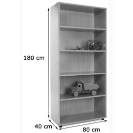 Mobeduc Mueble Alto Estantería 600401HP18 Melamina Haya 5 Estantes 800x1180x400 mm