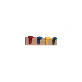 Mobeduc Perchero en línea de melamina de haya, 4 perchas de colores, 600646/4H18 Mobeduc Perchero en línea de melamina de haya, 4 perchas de colores, 600646/4H18