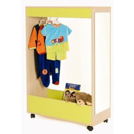 Mobeduc Mueble de Disfraces Abierto 602002HR18 Haya Melamina 90x132x40cm con Espejo y Ruedas