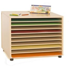 Mobeduc Mueble Archivador de Cartulinas Horizontal 600908HP18 con 10 Huecos en Melamina Haya