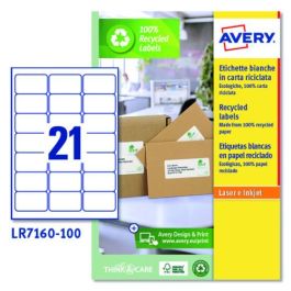 Caja 100 Etiquetas Blancas Recicladas - Quickpeel - Impresoras Láser - 63,5X38,1 - 21 Etiquetas por Hoja Avery LR7160-100 Precio: 60.95000021. SKU: B1FXDN7CB3
