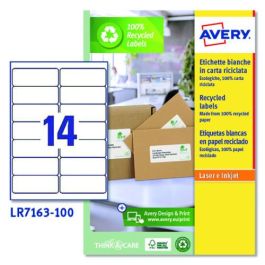 Caja 100 Etiquetas Blancas Recicladas - Quickpeel - Impresoras Láser 99,1X38,1Mm - 14 Etiquetas por Hoja Avery LR7163-100 Precio: 60.5. SKU: B176QWYV6P