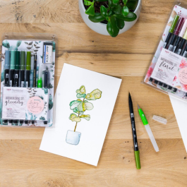 Kit Watercoloring Set Greenery (1X Abt-098,228,249,312, N52; Ws-Efl01; Mono-100-H; En-Dc; Wb-Fn-1 P; Paleta de Mezclas; Instrucciones) Tombow WCS-GR