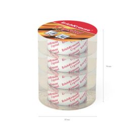 ERICH KRAUSE 59663 / 63576 Cintas Adhesivas Crystal Transparentes 18mmx33m, Polipropileno de Alta Resistencia, Pack de 4 Unidades