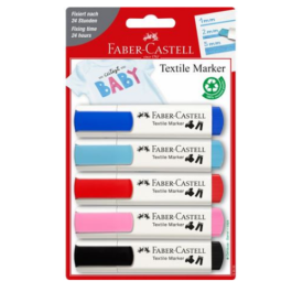 Blíster con 5 Marcadores Textiles Colores Baby-Party Faber Castell 159530