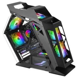 Mars Gaming MC61 Caja PC Gaming Compacta Micro-ATX Negra con 4 Ventiladores ARGB Chroma y Doble Ventana Cristal Templado