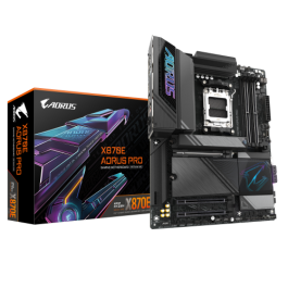 GIGABYTE Placa base X870E AORUS PRO - Compatible con CPUs AMD Ryzen 9000, VRM digital de 16+2+2 fases, hasta 8000MHz DDR5 (OC), 4xPCIe 5.0 + 4xM.2, Wi-Fi 7, LAN 2.5GbE, USB 3.2 Gen 2x2