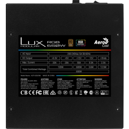 Fuente de Alimentación Aerocool LUXRGB650M RGB 650W ATX 650 W 80 Plus Bronze