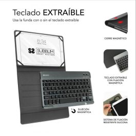 Funda con Teclado Subblim Keytab Pro Bluetooth para Tablets de 10.1"-10.8"/ Gris