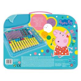 Maletín de actividades artísiticas peppa pig con 12 crayones, 12 rotuladores, 6 lápices de colores, regla, lápiz, borrador y sacapuntas. 32x25x2 cm