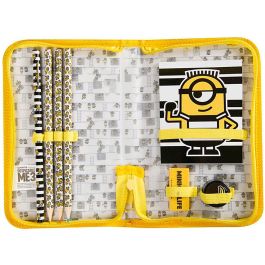 Bolso Portatodo Con Cremallera Minions Con Libreta Goma Sacapuntas Y Lapices Colores